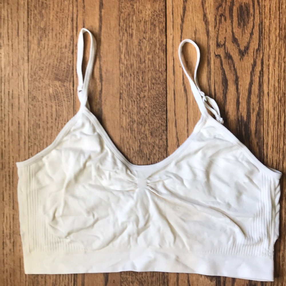 Cream colored bra with adjustable straps